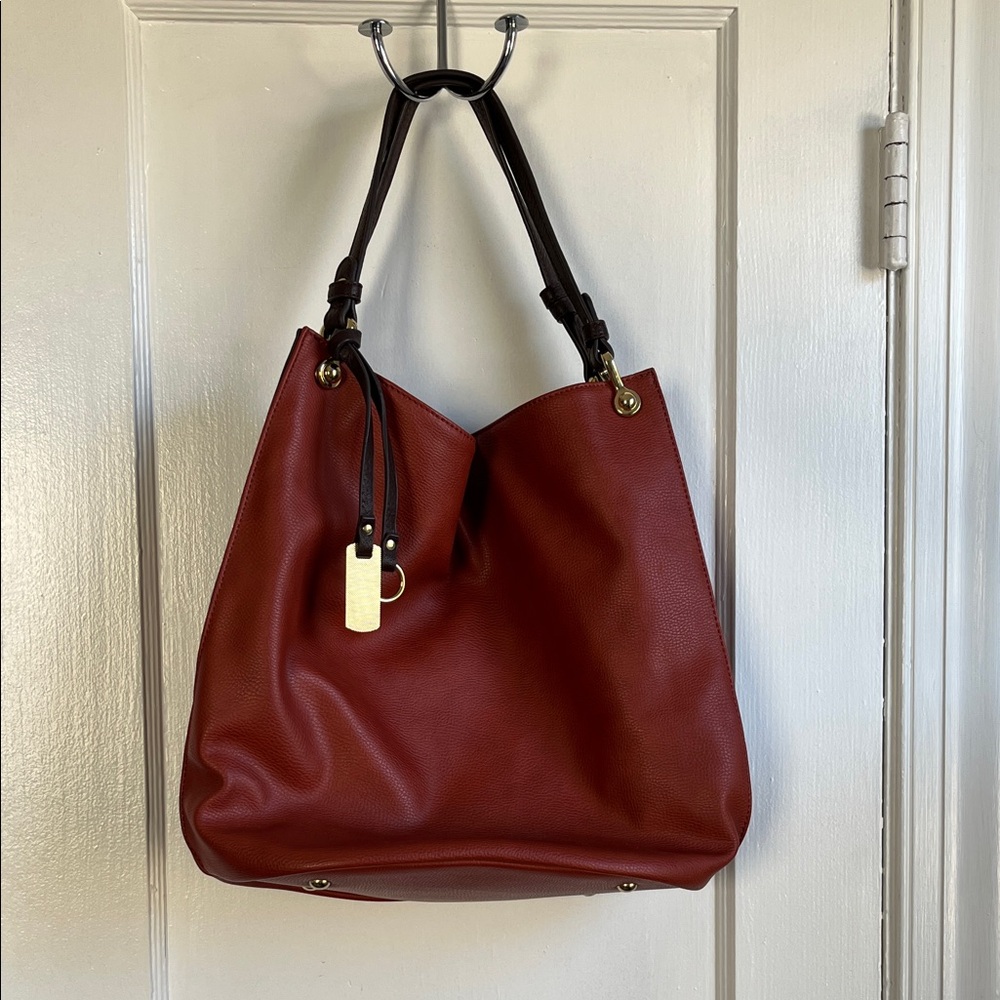 Elegant Red PU Leather Tote Bag